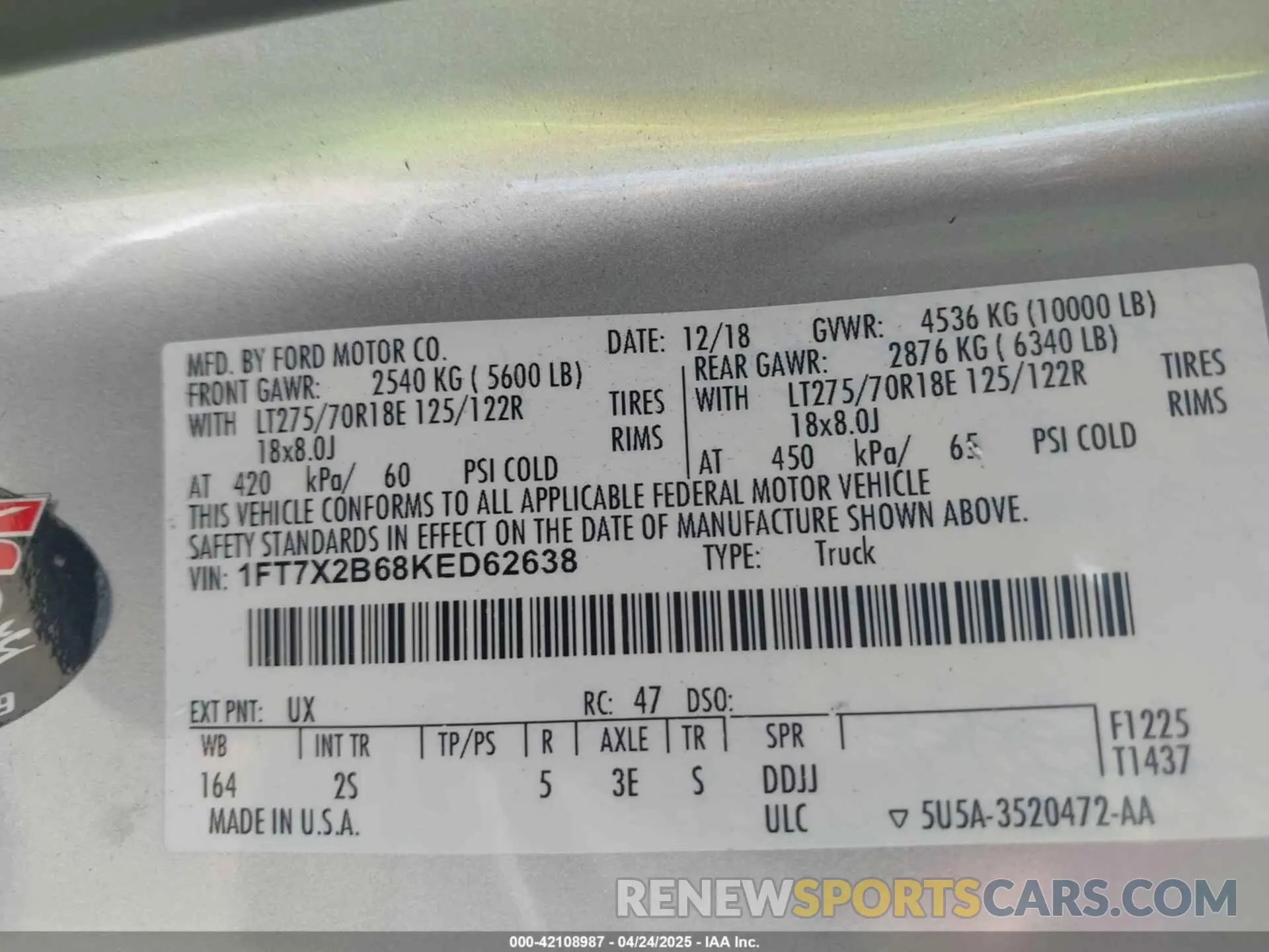 9 Photograph of a damaged car 1FT7X2B68KED62638 FORD F-250 2019