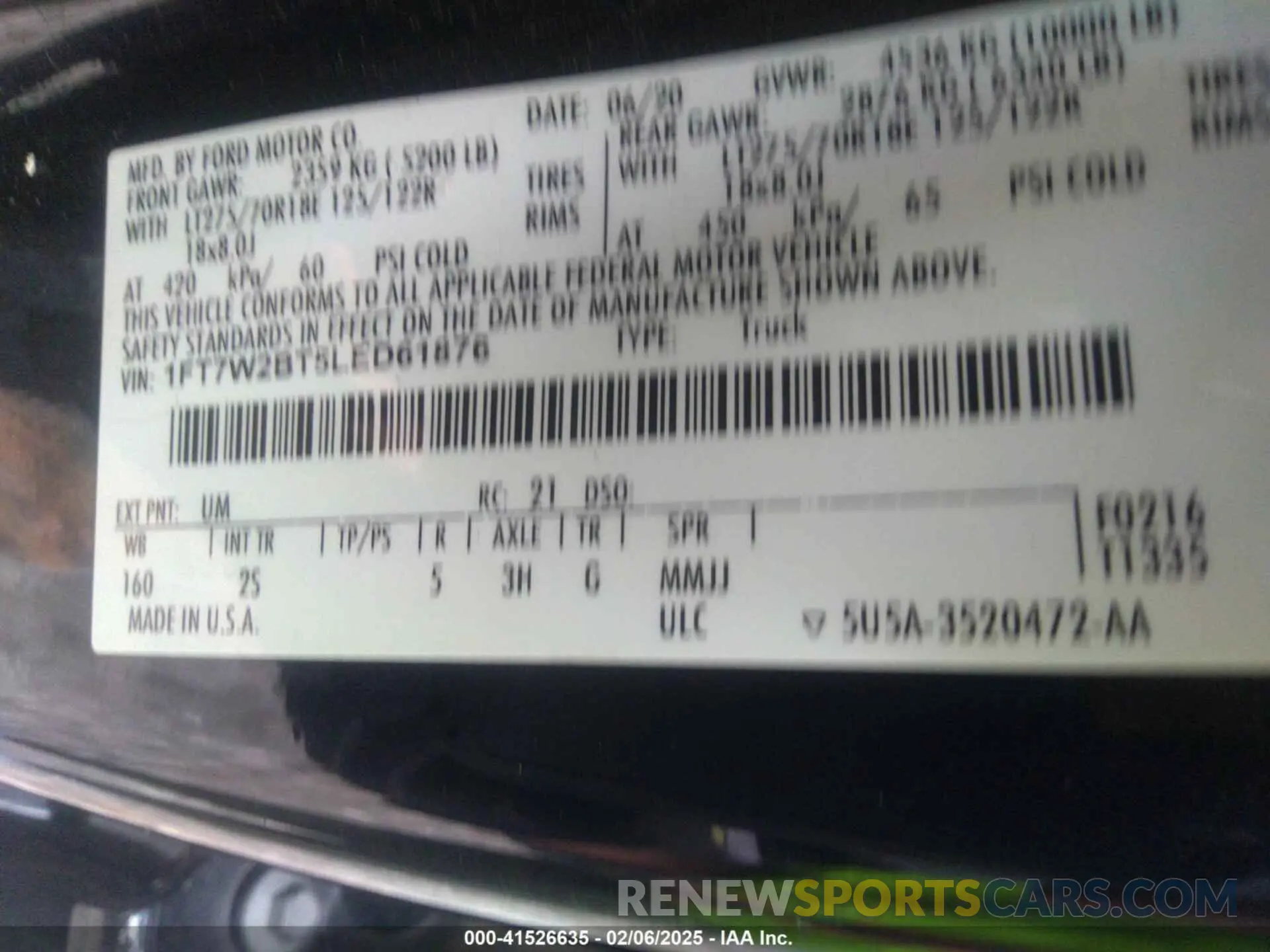 9 Photograph of a damaged car 1FT7W2BT5LED61876 FORD F-250 2020
