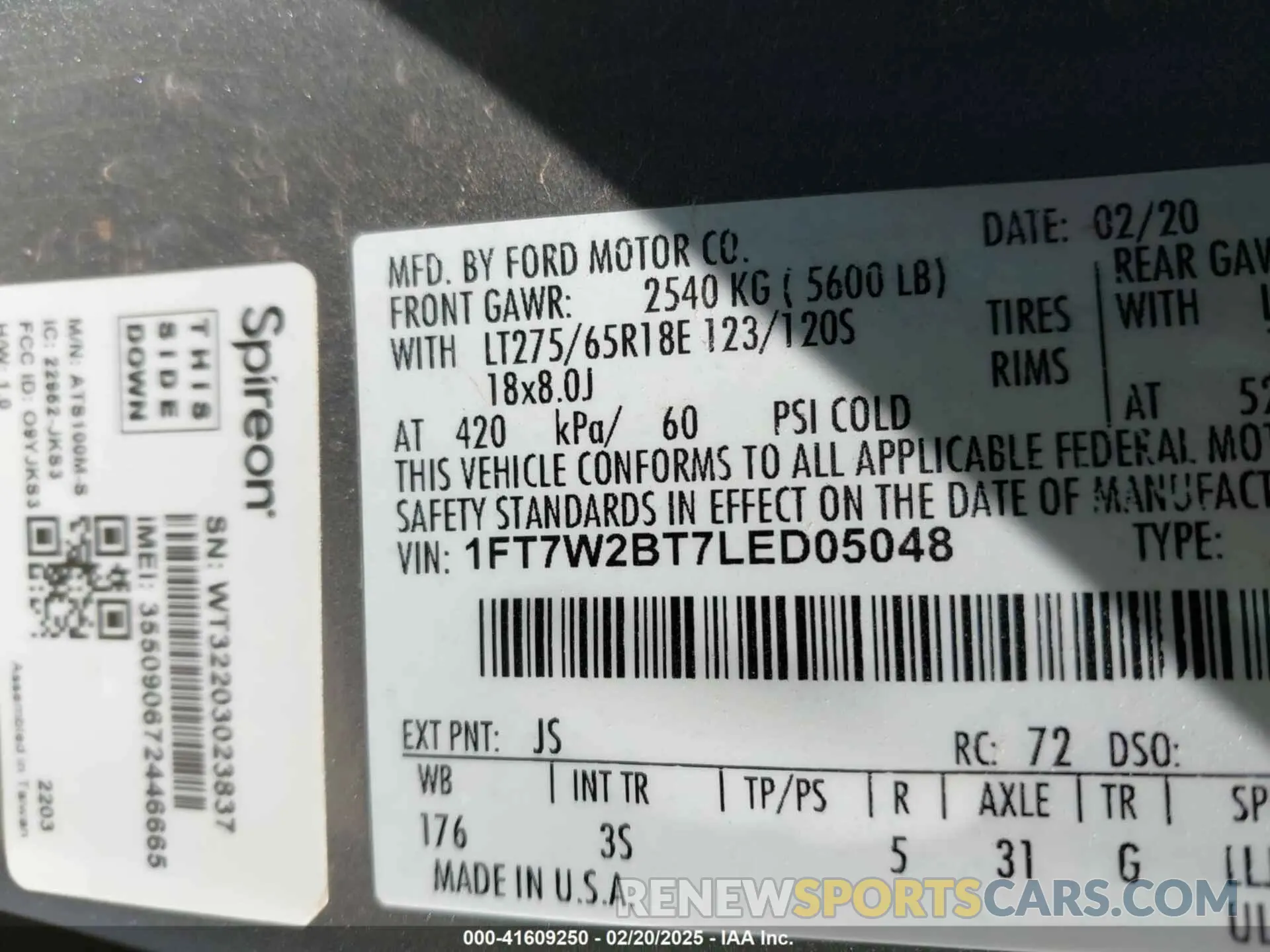 9 Фотография поврежденного автомобиля 1FT7W2BT7LED05048 FORD F-250 2020