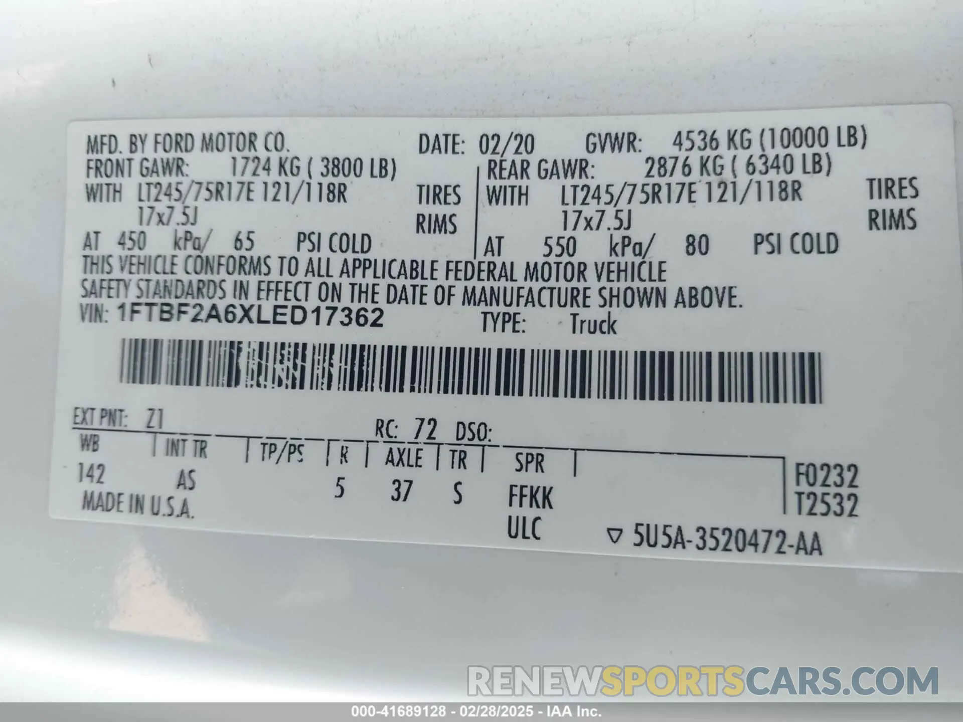 9 Photograph of a damaged car 1FTBF2A6XLED17362 FORD F-250 2020