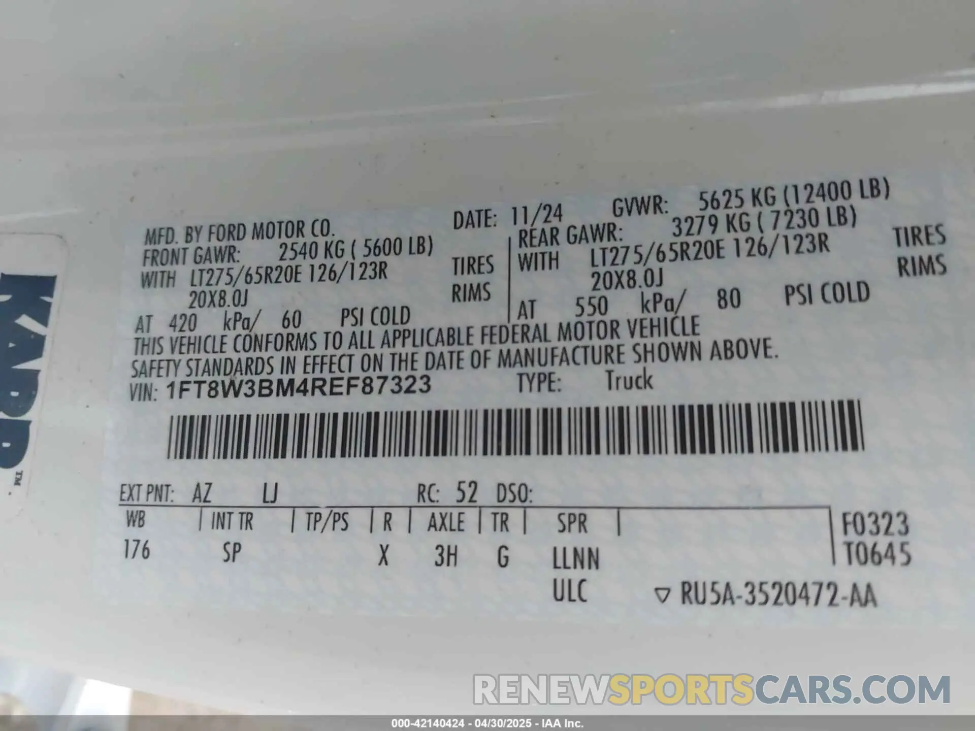 8 Photograph of a damaged car 1FT8W3BM4REF87323 FORD F-350 2024