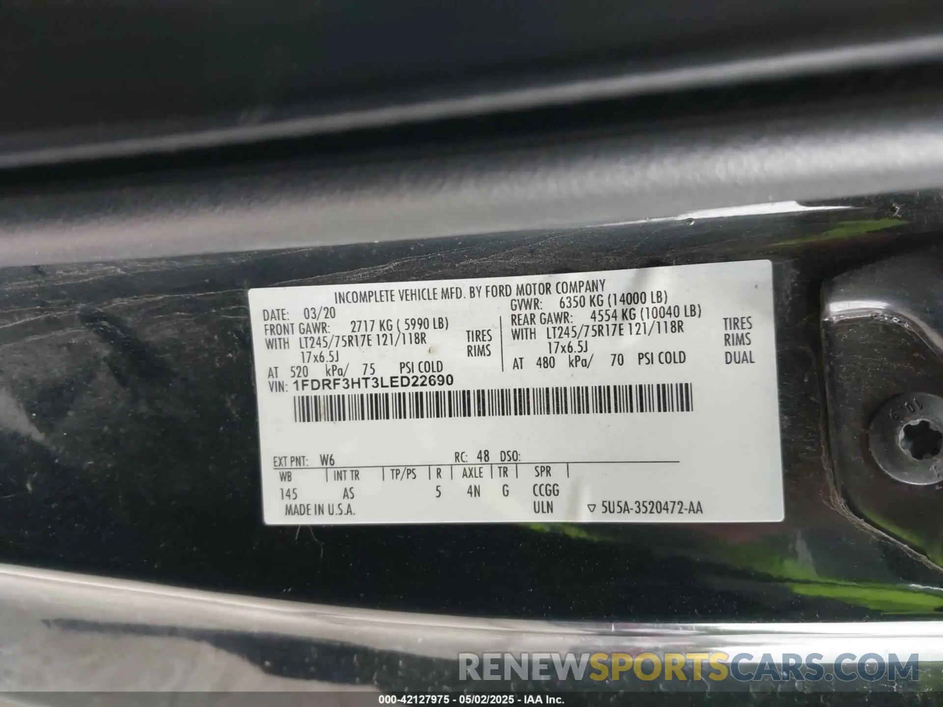 8 Фотография поврежденного автомобиля 1FDRF3HT3LED22690 FORD F-350 CHASSIS 2020