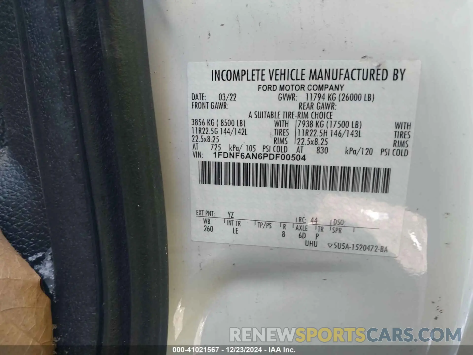 8 Photograph of a damaged car 1FDNF6AN6PDF00504 FORD F-650 GAS 2023