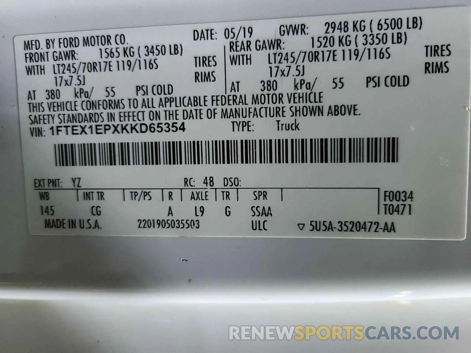 14 Photograph of a damaged car 1FTEX1EPXKKD65354 FORD F150 2019
