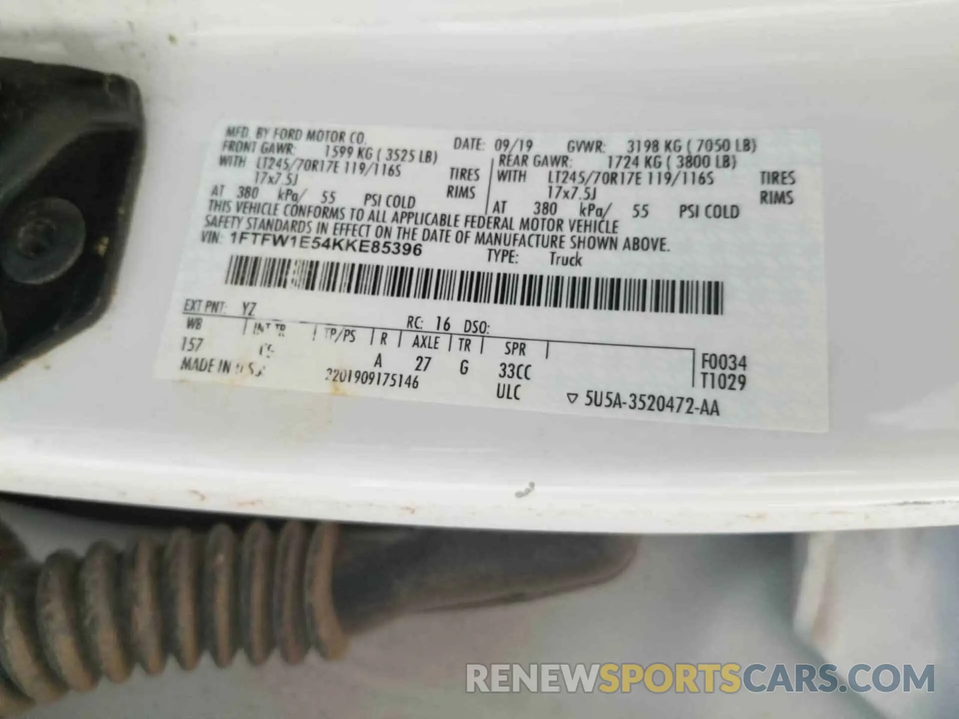 11 Photograph of a damaged car 1FTFW1E54KKE85396 FORD F150 2019