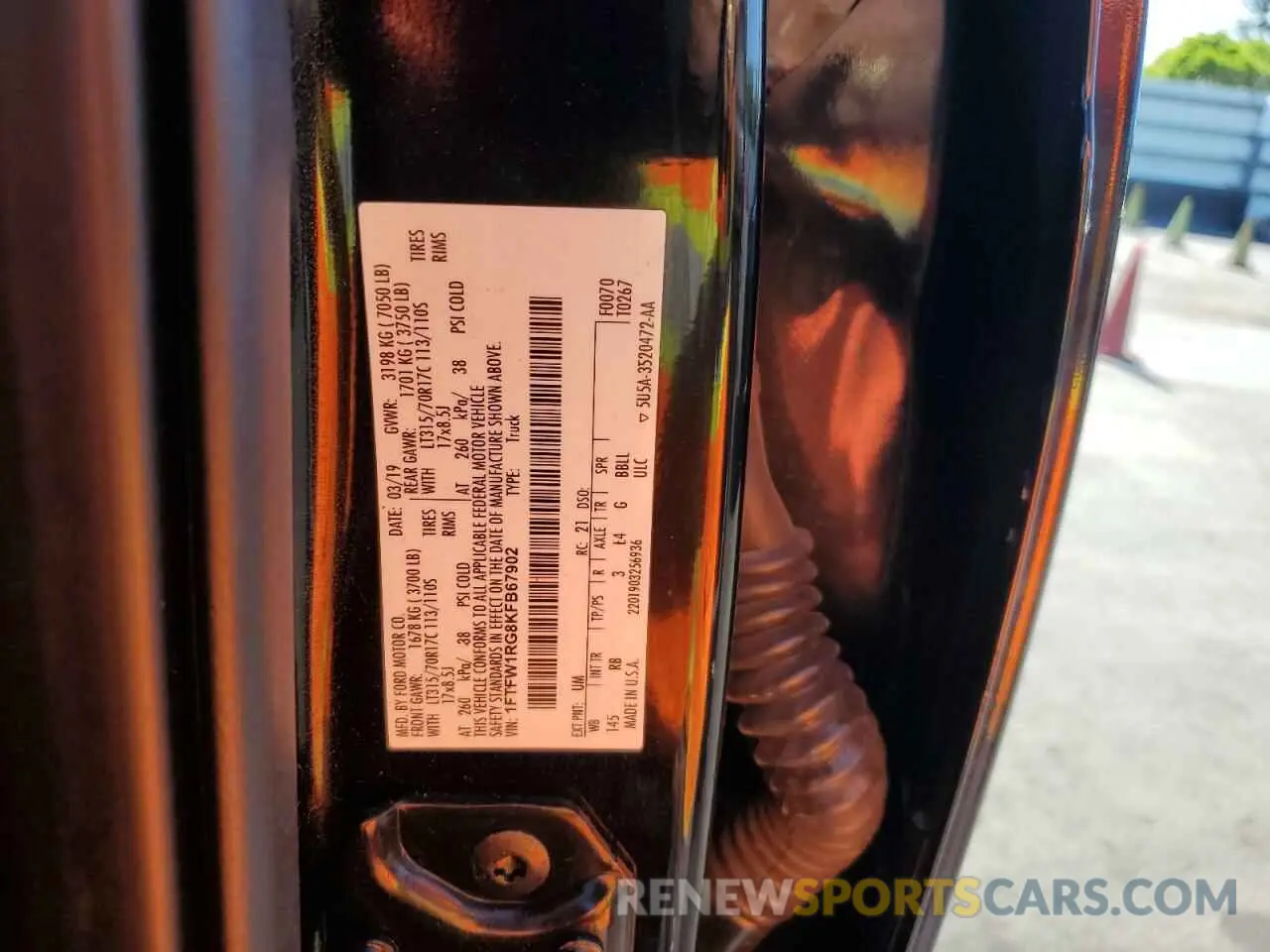 13 Photograph of a damaged car 1FTFW1RG8KFB67902 FORD F150 2019