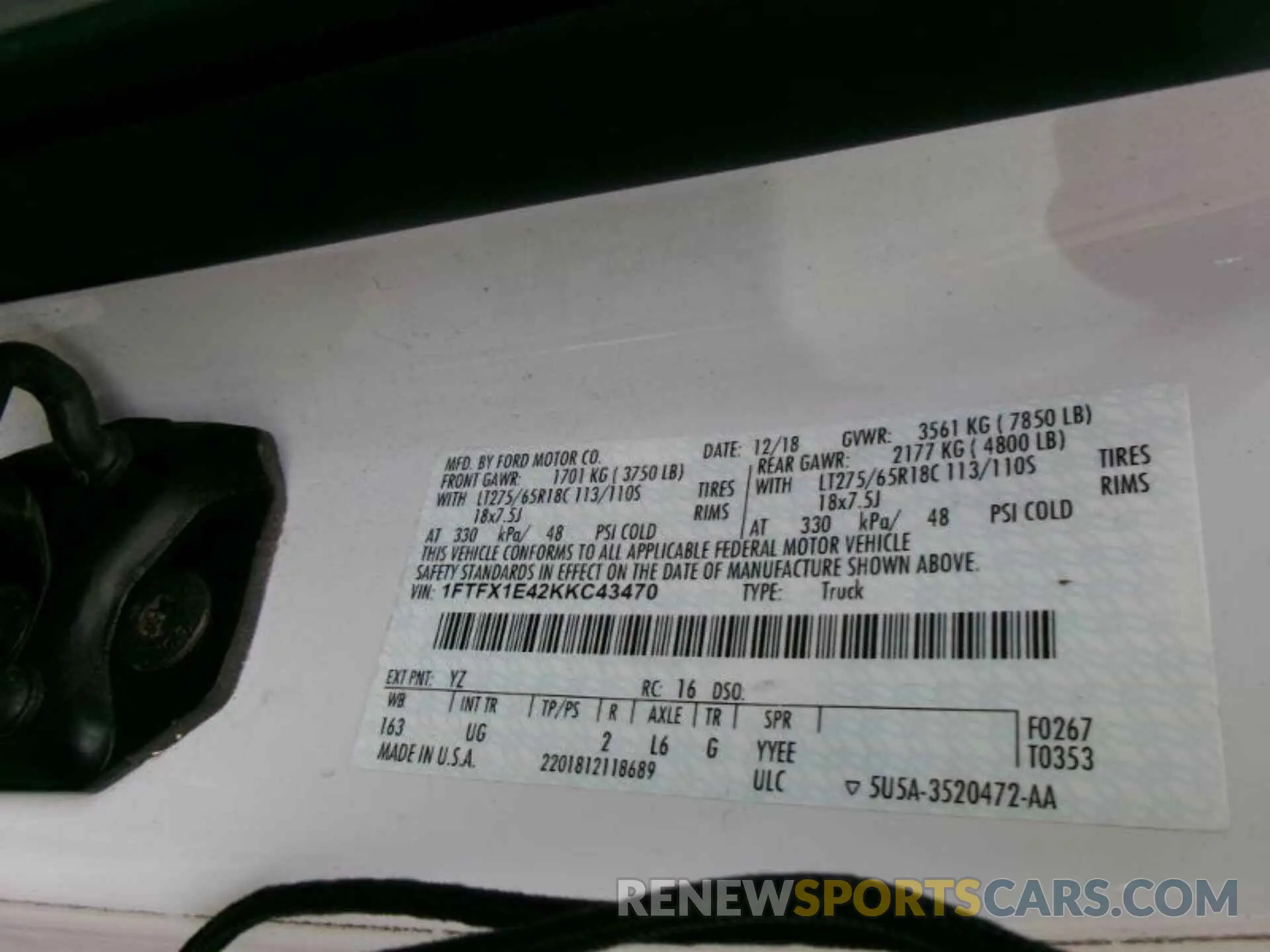 12 Фотография поврежденного автомобиля 1FTFX1E42KKC43470 FORD F150 2019