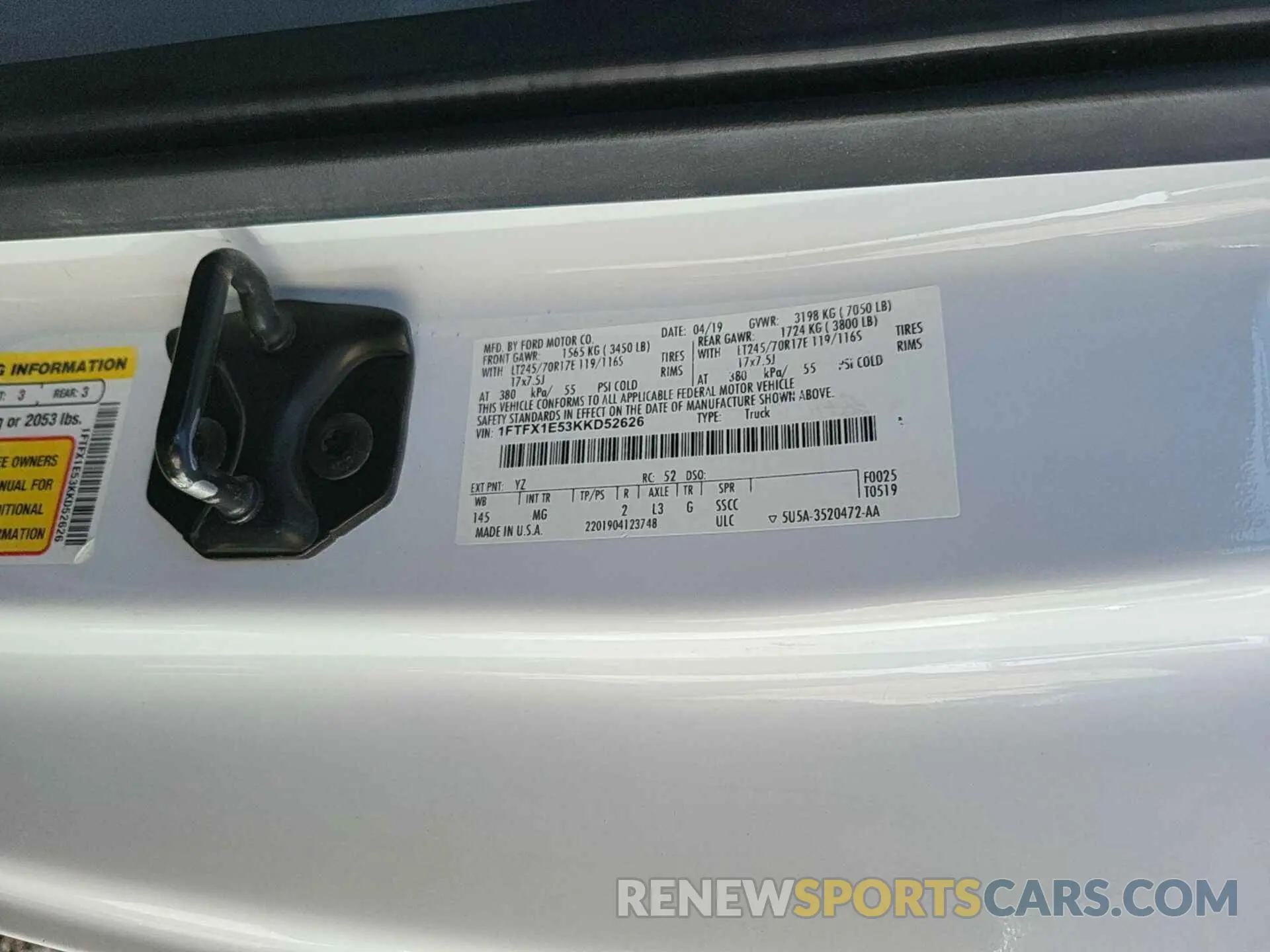 13 Photograph of a damaged car 1FTFX1E53KKD52626 FORD F150 2019