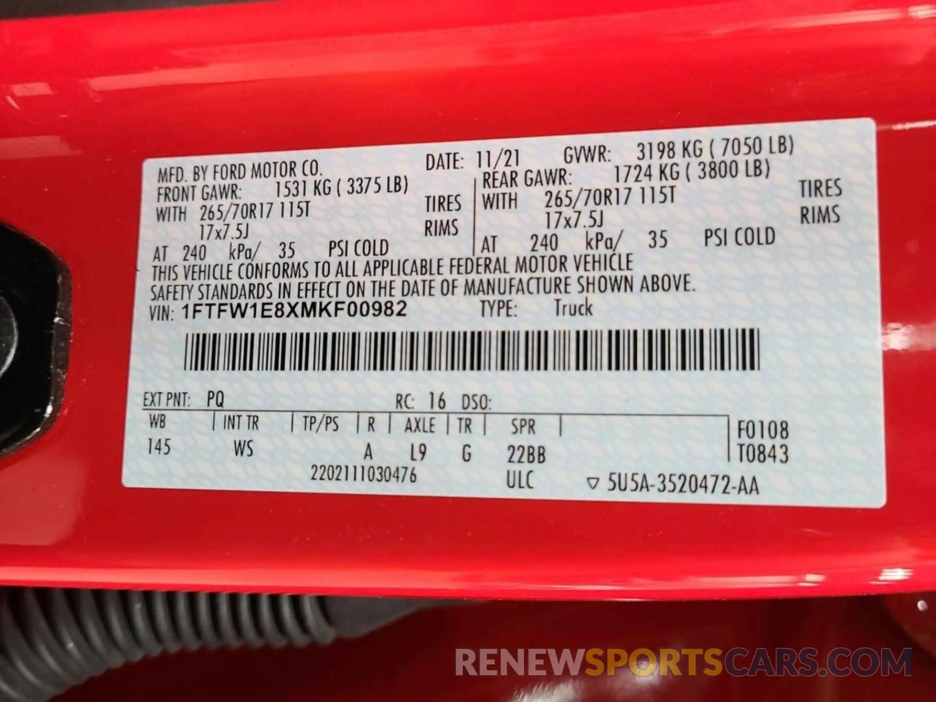 4 Фотография поврежденного автомобиля 1FTFW1E8XMKF00982 FORD F150 2021
