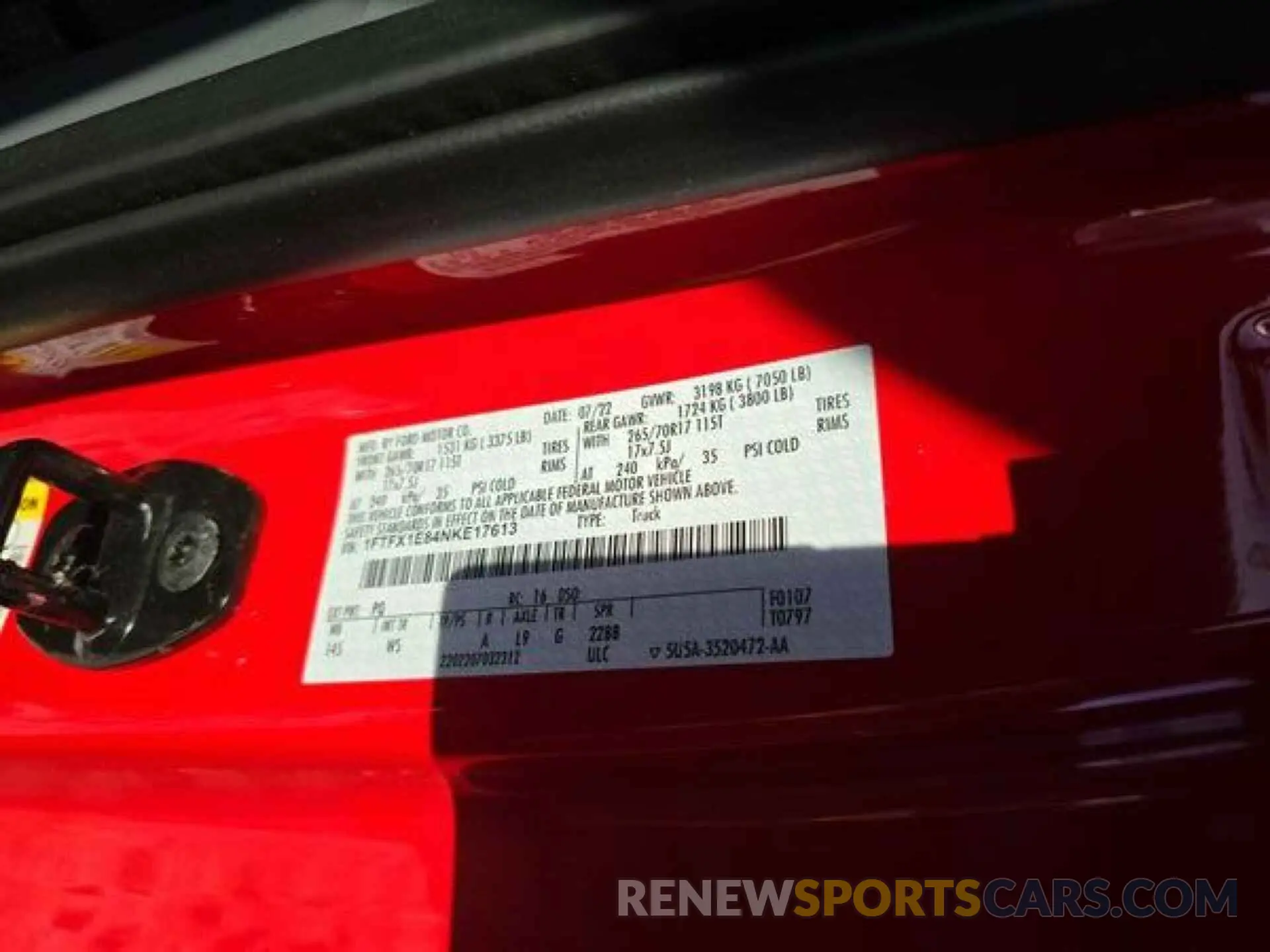 20 Photograph of a damaged car 1FTFX1E84NKE17613 FORD F150 2022