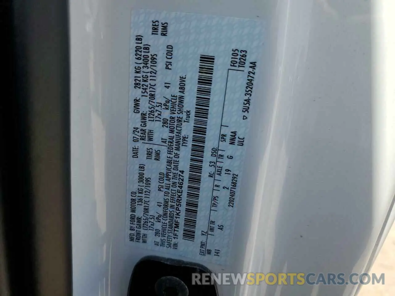 12 Photograph of a damaged car 1FTMF1KP5RKE46274 FORD F150 2024