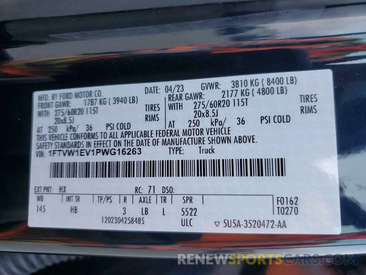 12 Фотография поврежденного автомобиля 1FTVW1EV1PWG16263 FORD F150 LIGHT 2023