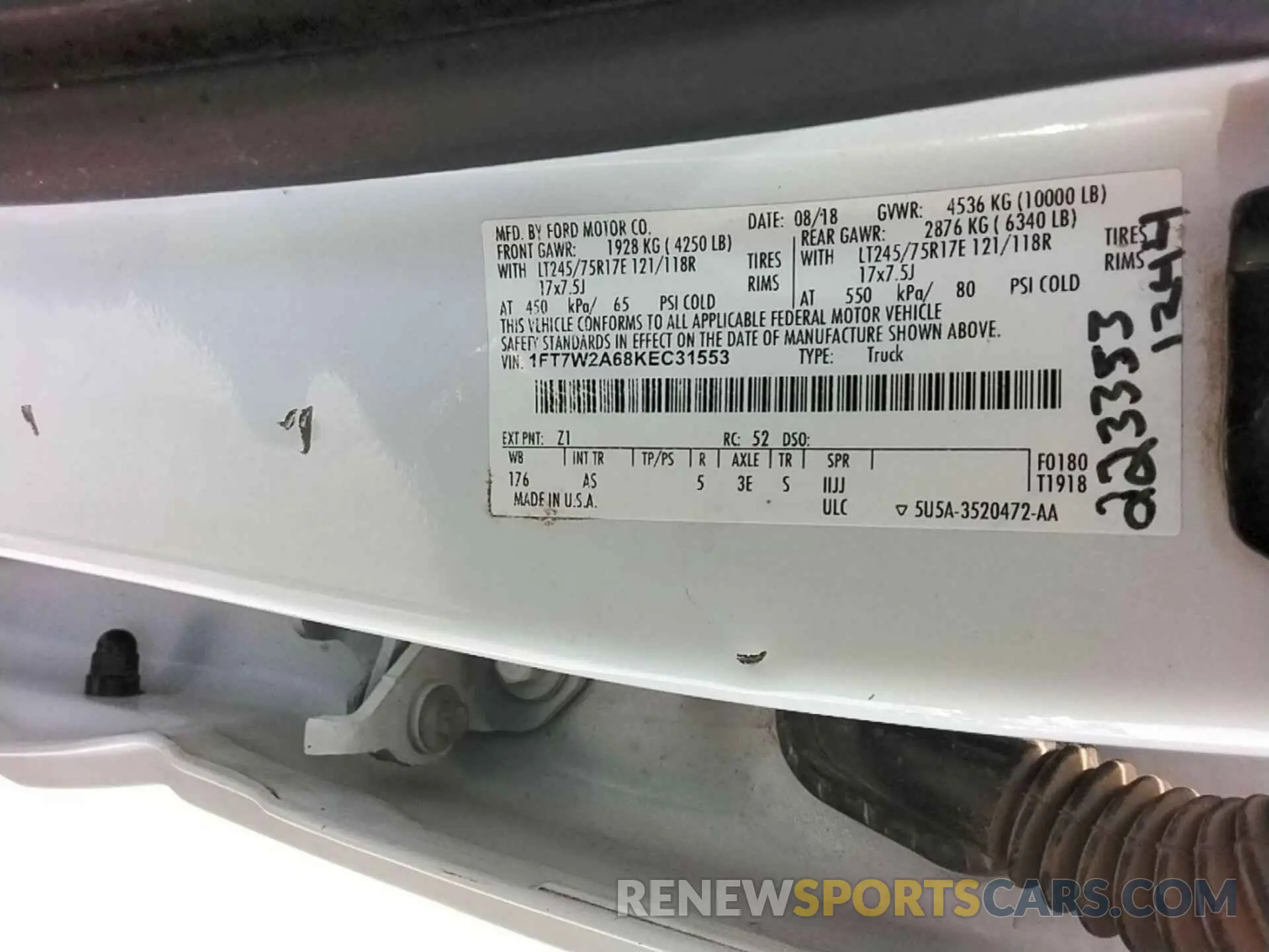 23 Photograph of a damaged car 1FT7W2A68KEC31553 FORD F250 2019