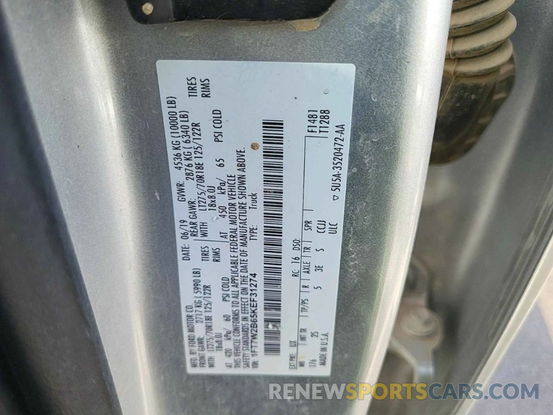 9 Фотография поврежденного автомобиля 1FT7W2B65KEF31274 FORD F250 2019