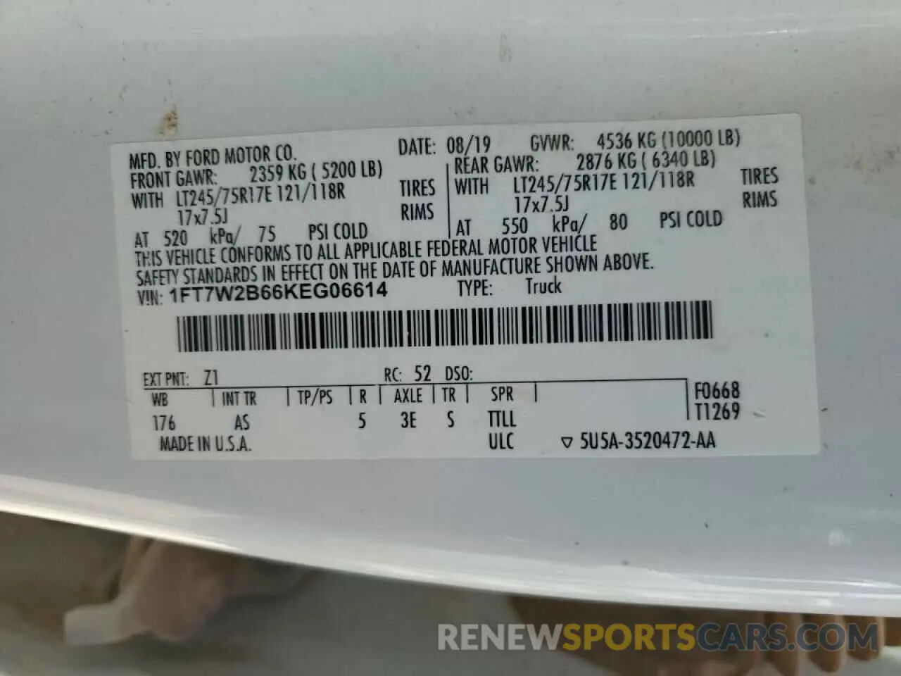 12 Фотография поврежденного автомобиля 1FT7W2B66KEG06614 FORD F250 2019