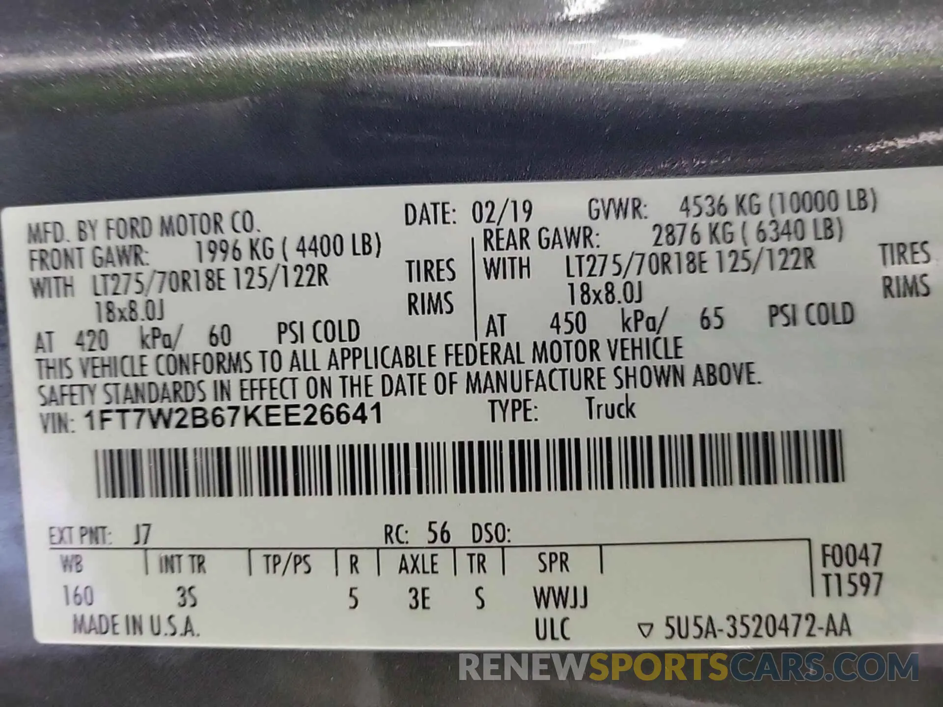 12 Photograph of a damaged car 1FT7W2B67KEE26641 FORD F250 2019