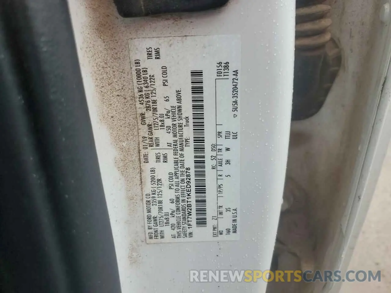 13 Photograph of a damaged car 1FT7W2BT1KED92878 FORD F250 2019
