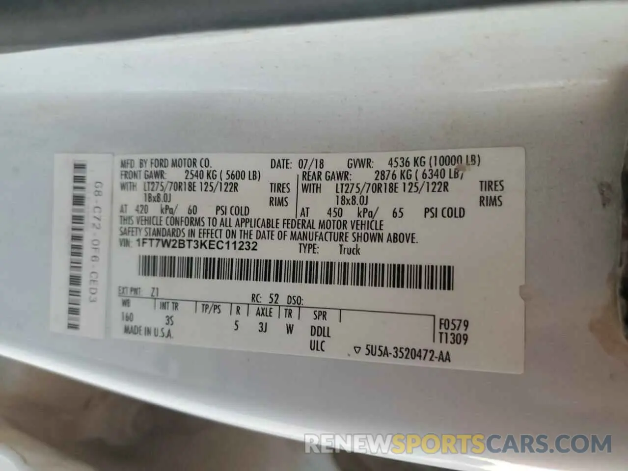 13 Фотография поврежденного автомобиля 1FT7W2BT3KEC11232 FORD F250 2019