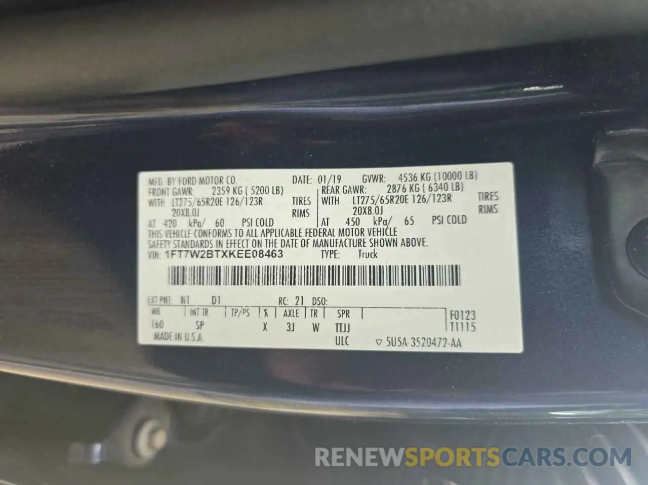 10 Photograph of a damaged car 1FT7W2BTXKEE08463 FORD F250 2019