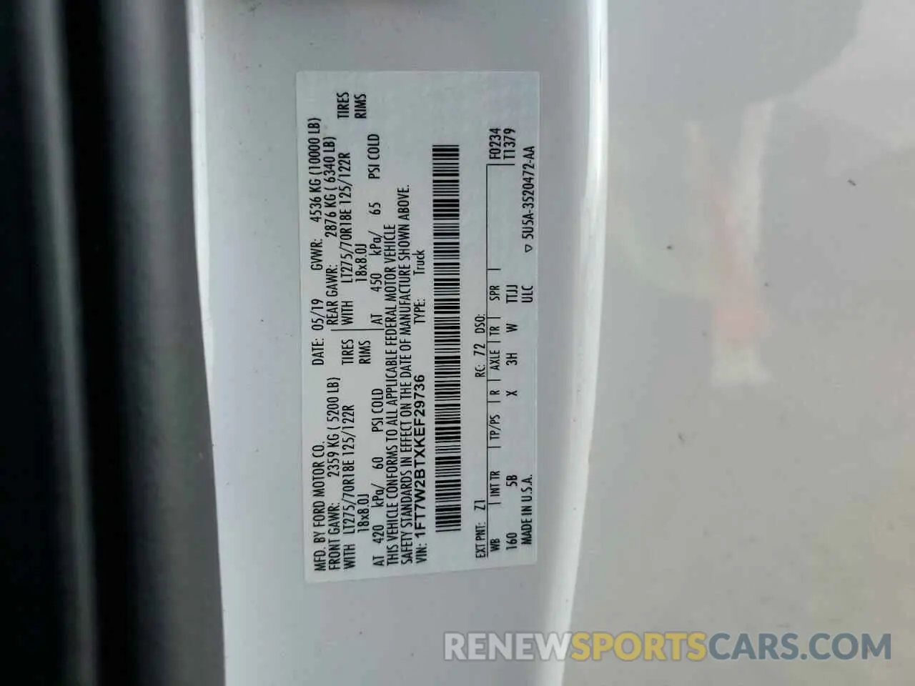 12 Photograph of a damaged car 1FT7W2BTXKEF29736 FORD F250 2019