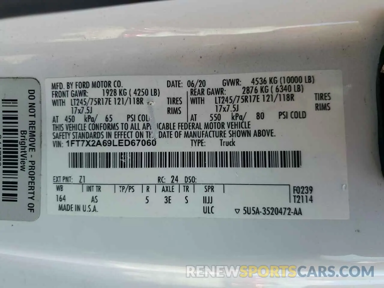 12 Photograph of a damaged car 1FT7X2A69LED67060 FORD F250 2020