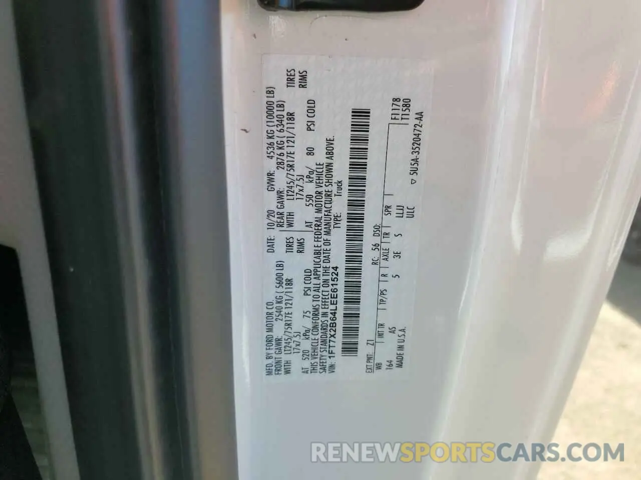 12 Photograph of a damaged car 1FT7X2B64LEE61524 FORD F250 2020