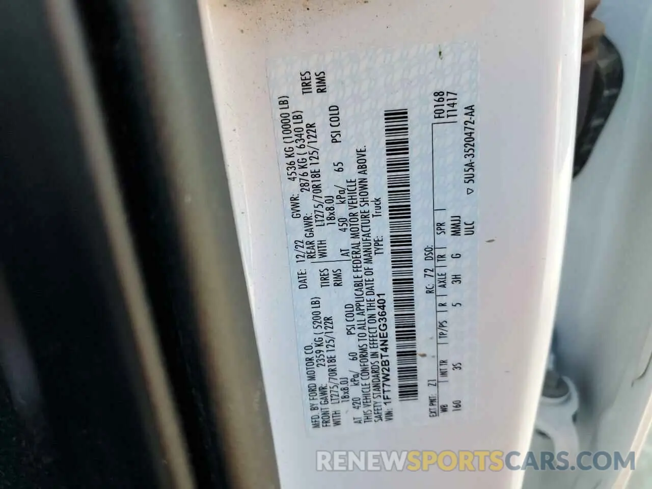 12 Photograph of a damaged car 1FT7W2BT4NEG36401 FORD F250 2022