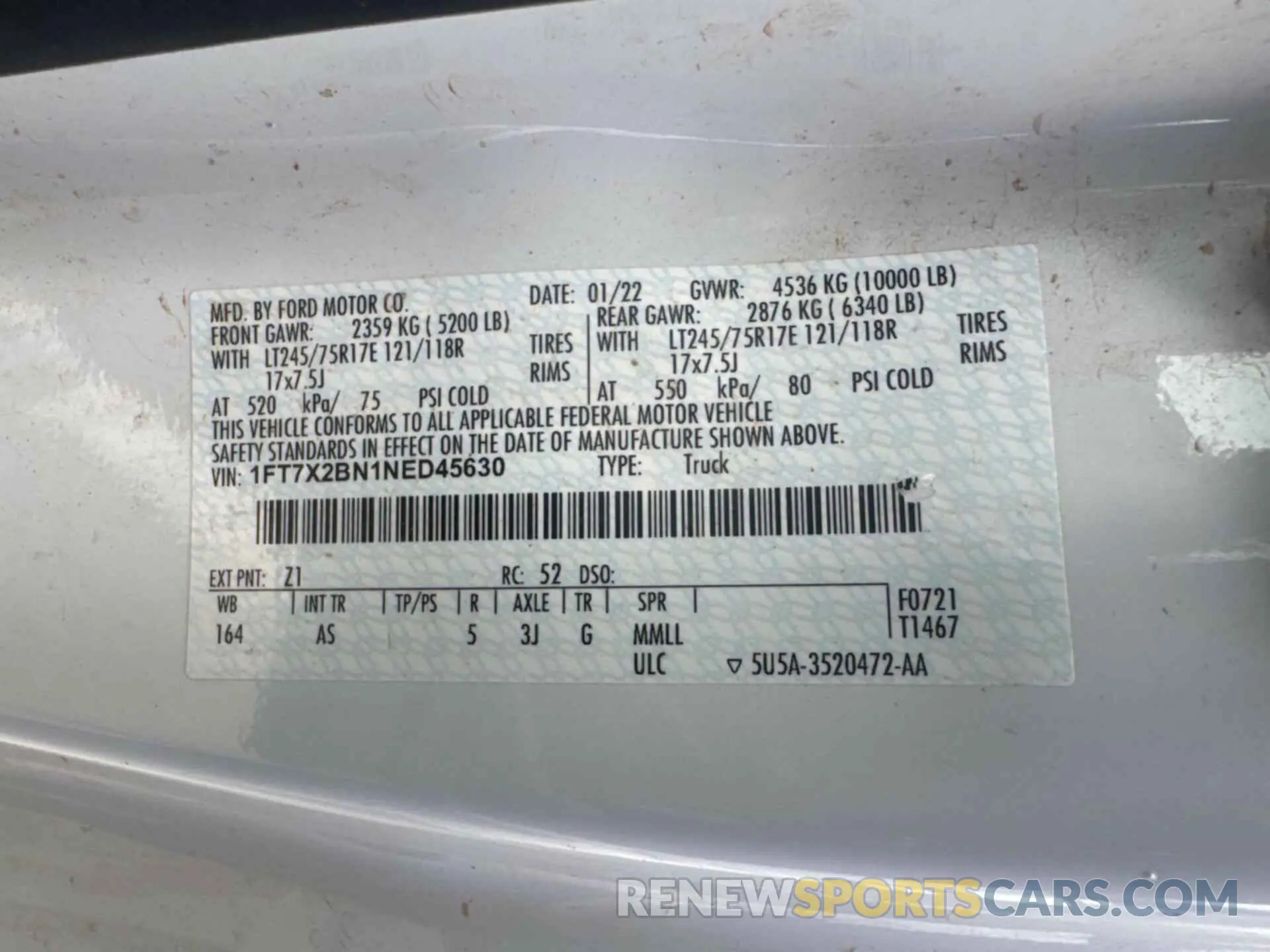 22 Photograph of a damaged car 1FT7X2BN1NED45630 FORD F250 2022