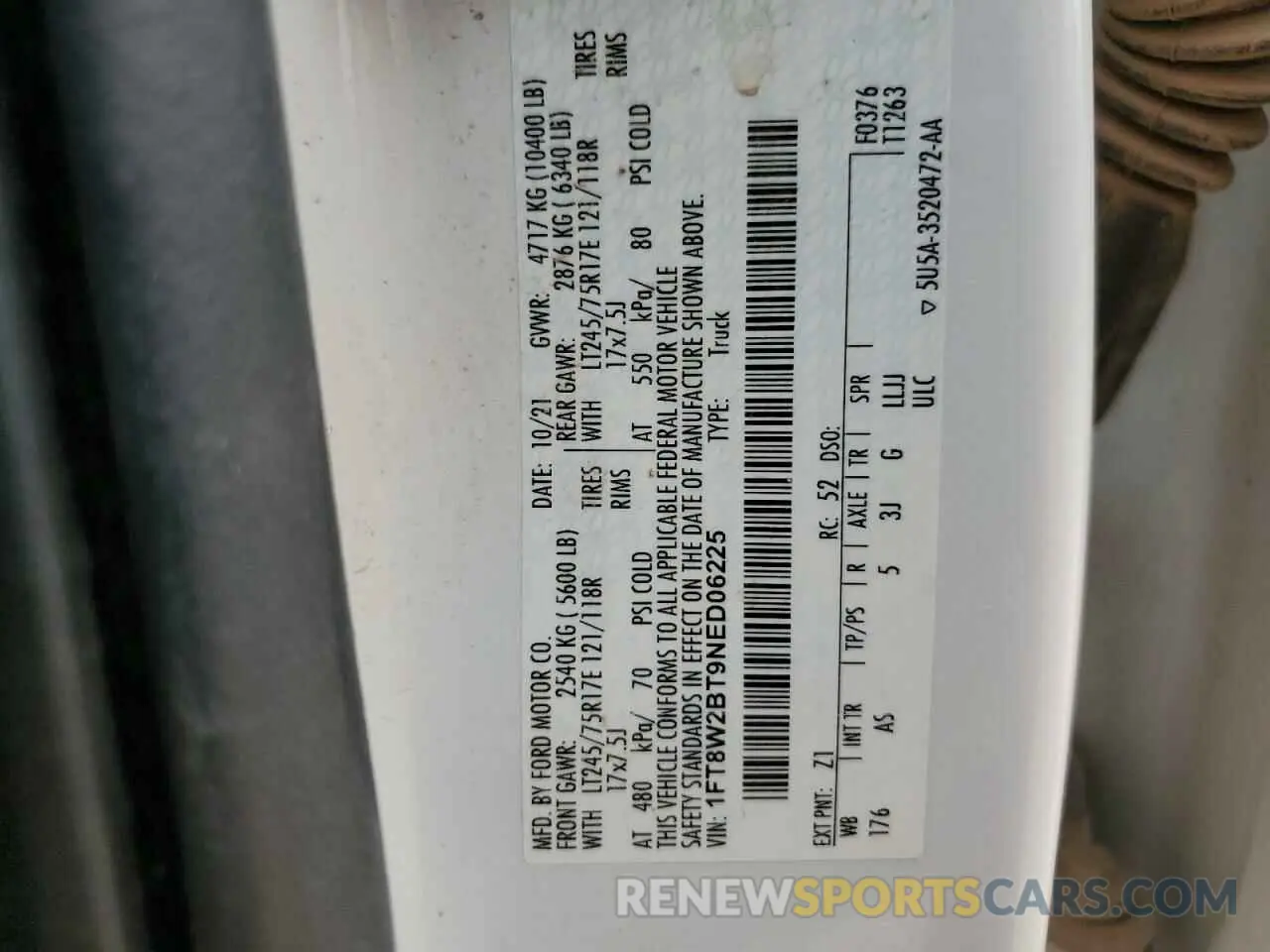 12 Photograph of a damaged car 1FT8W2BT9NED06225 FORD F250 2022