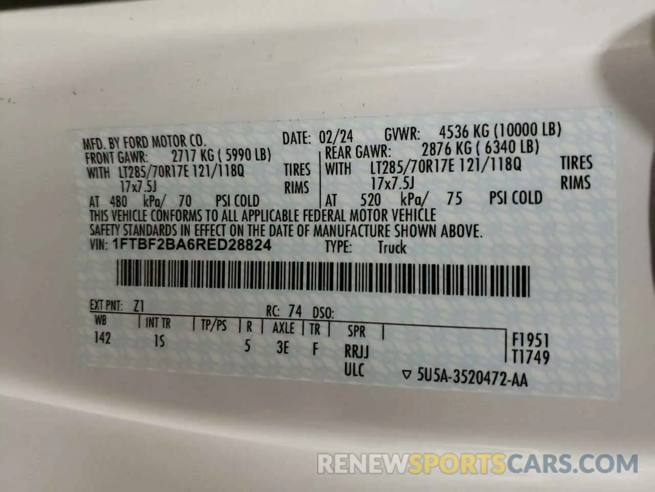 12 Фотография поврежденного автомобиля 1FTBF2BA6RED28824 FORD F250 2024