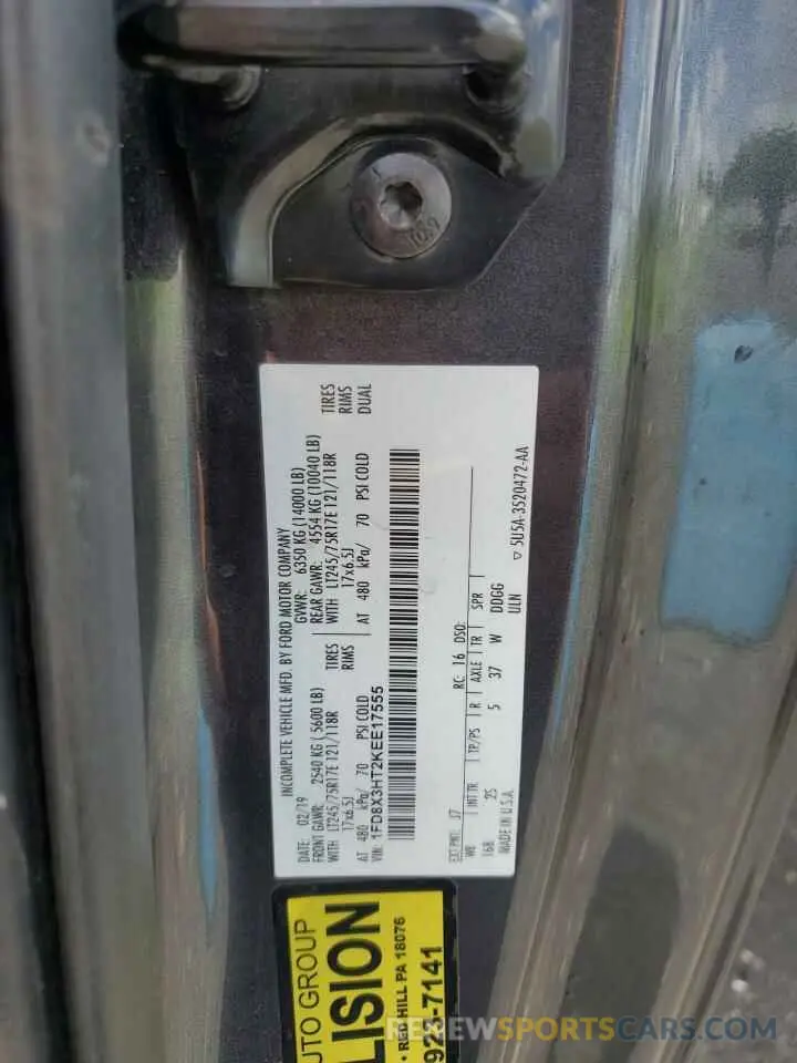 13 Photograph of a damaged car 1FD8X3HT2KEE17555 FORD F350 2019