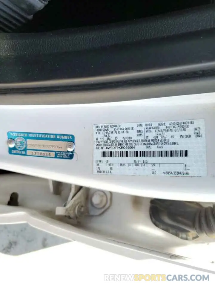 12 Фотография поврежденного автомобиля 1FT8W3DT9KEC99064 FORD F350 2019