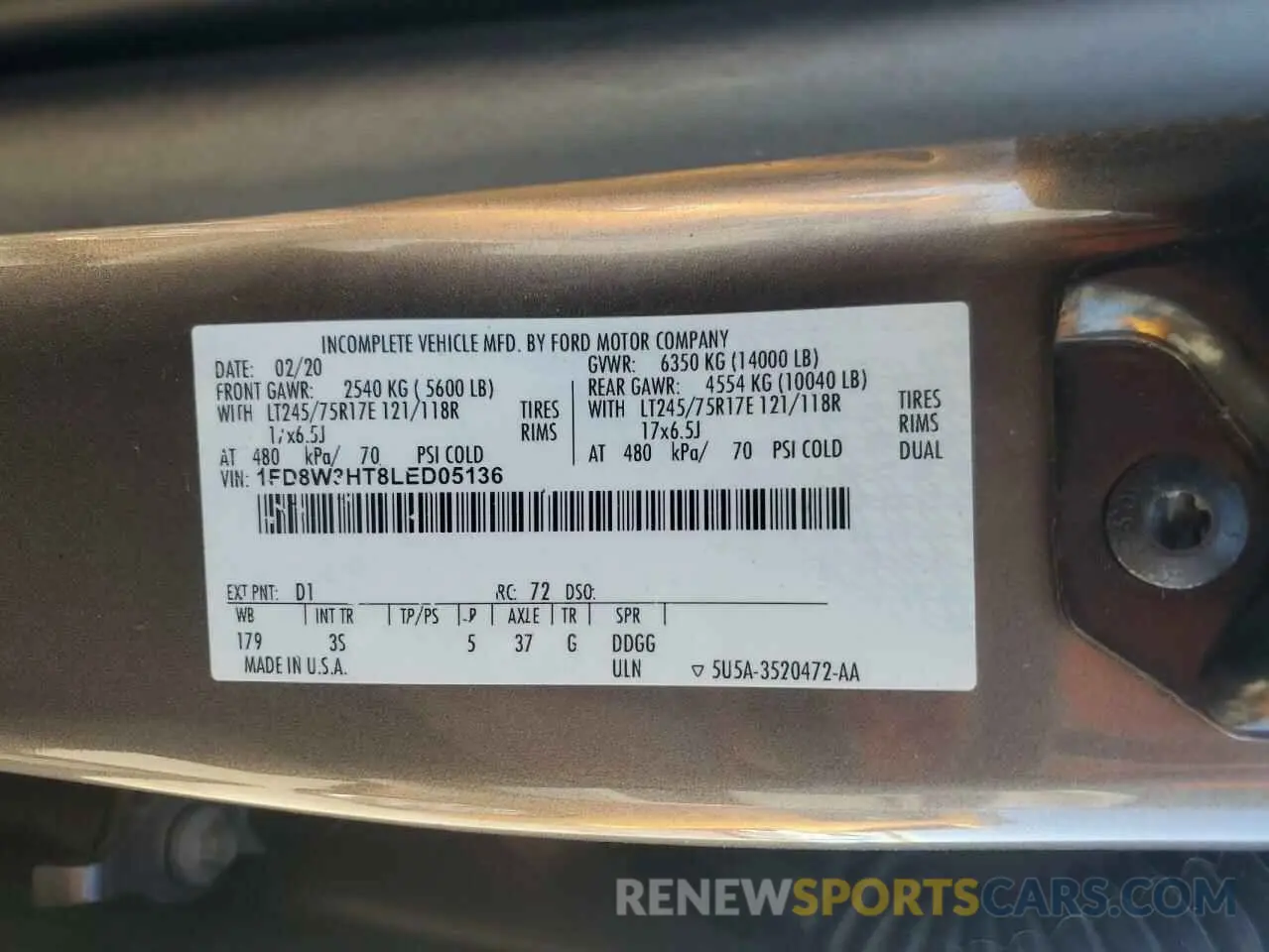 13 Фотография поврежденного автомобиля 1FD8W3HT8LED05136 FORD F350 2020