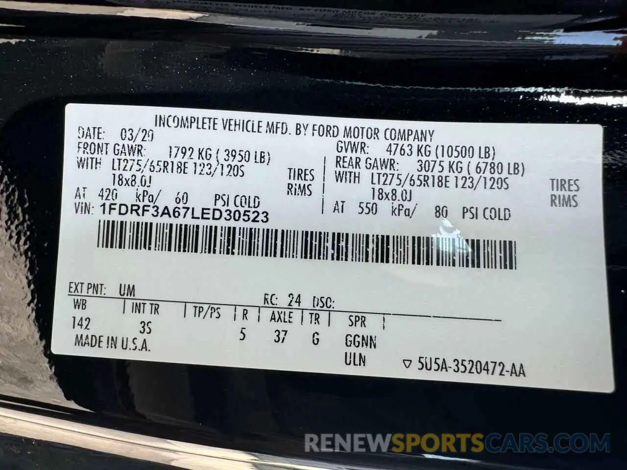 15 Photograph of a damaged car 1FDRF3A67LED30523 FORD F350 2020