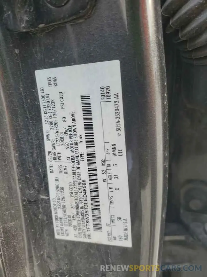 13 Фотография поврежденного автомобиля 1FT8W3BT3LED48506 FORD F350 2020