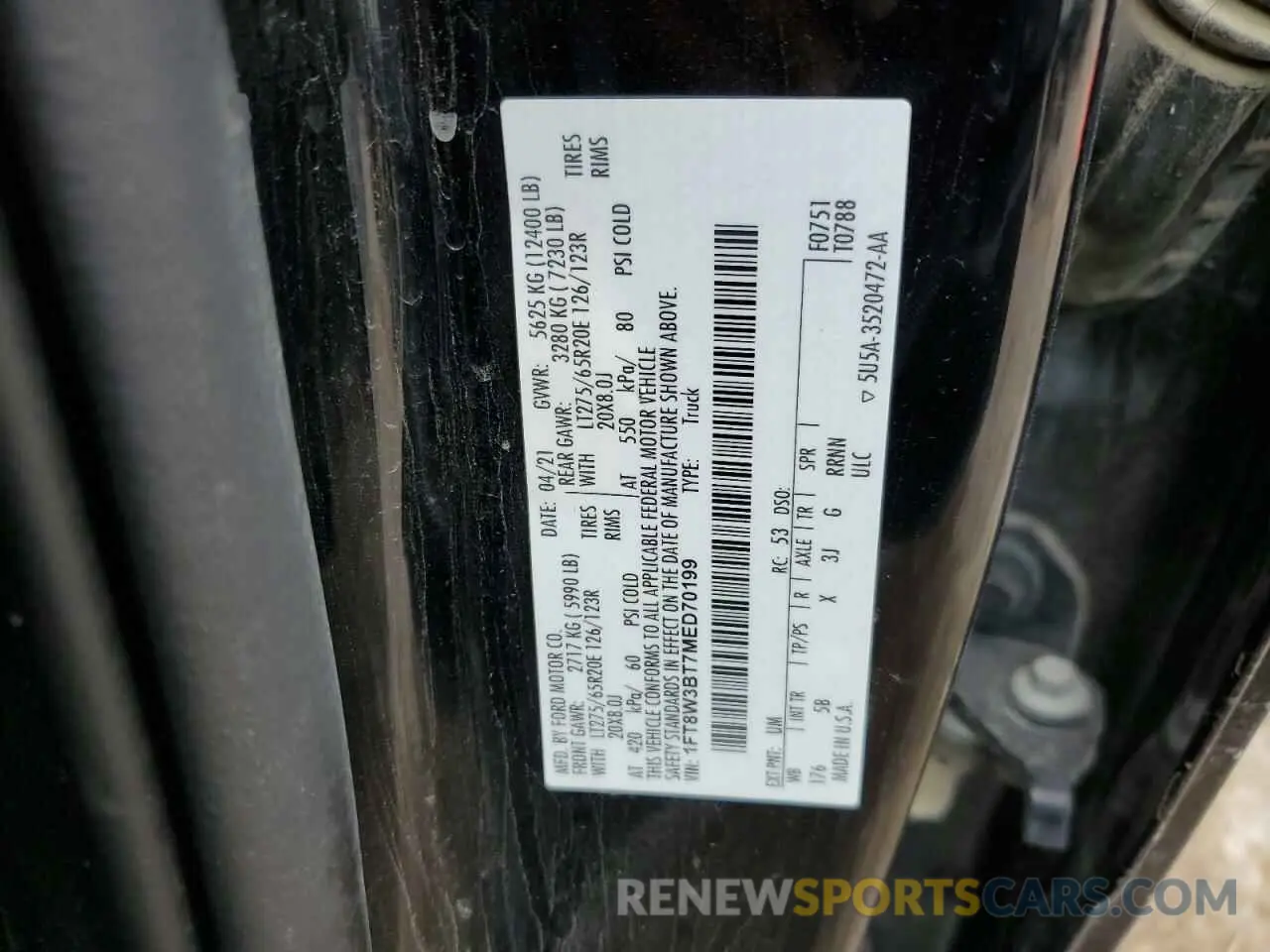 12 Photograph of a damaged car 1FT8W3BT7MED70199 FORD F350 2021