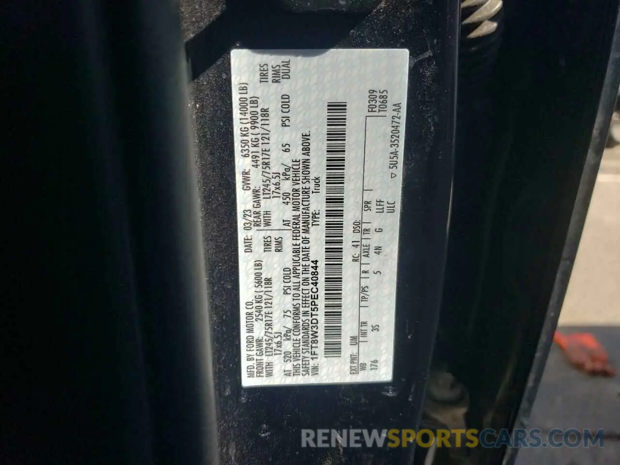 13 Фотография поврежденного автомобиля 1FT8W3DT5PEC40844 FORD F350 2023