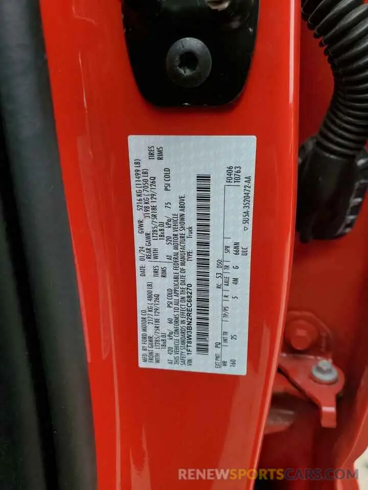 12 Фотография поврежденного автомобиля 1FT8W3BN2REC68270 FORD F350 2024