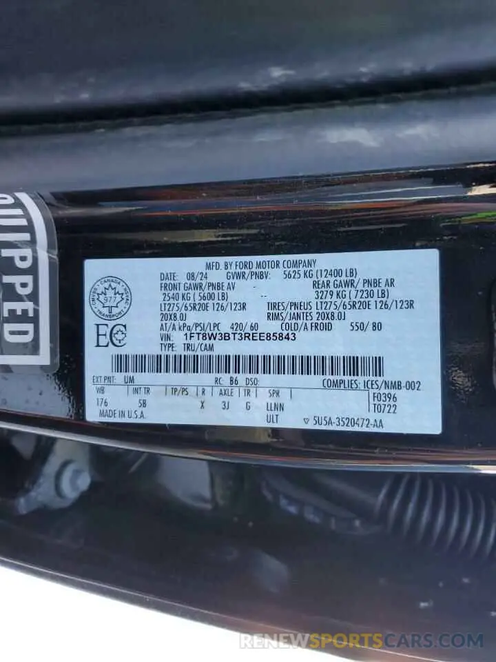 13 Photograph of a damaged car 1FT8W3BT3REE85843 FORD F350 2024