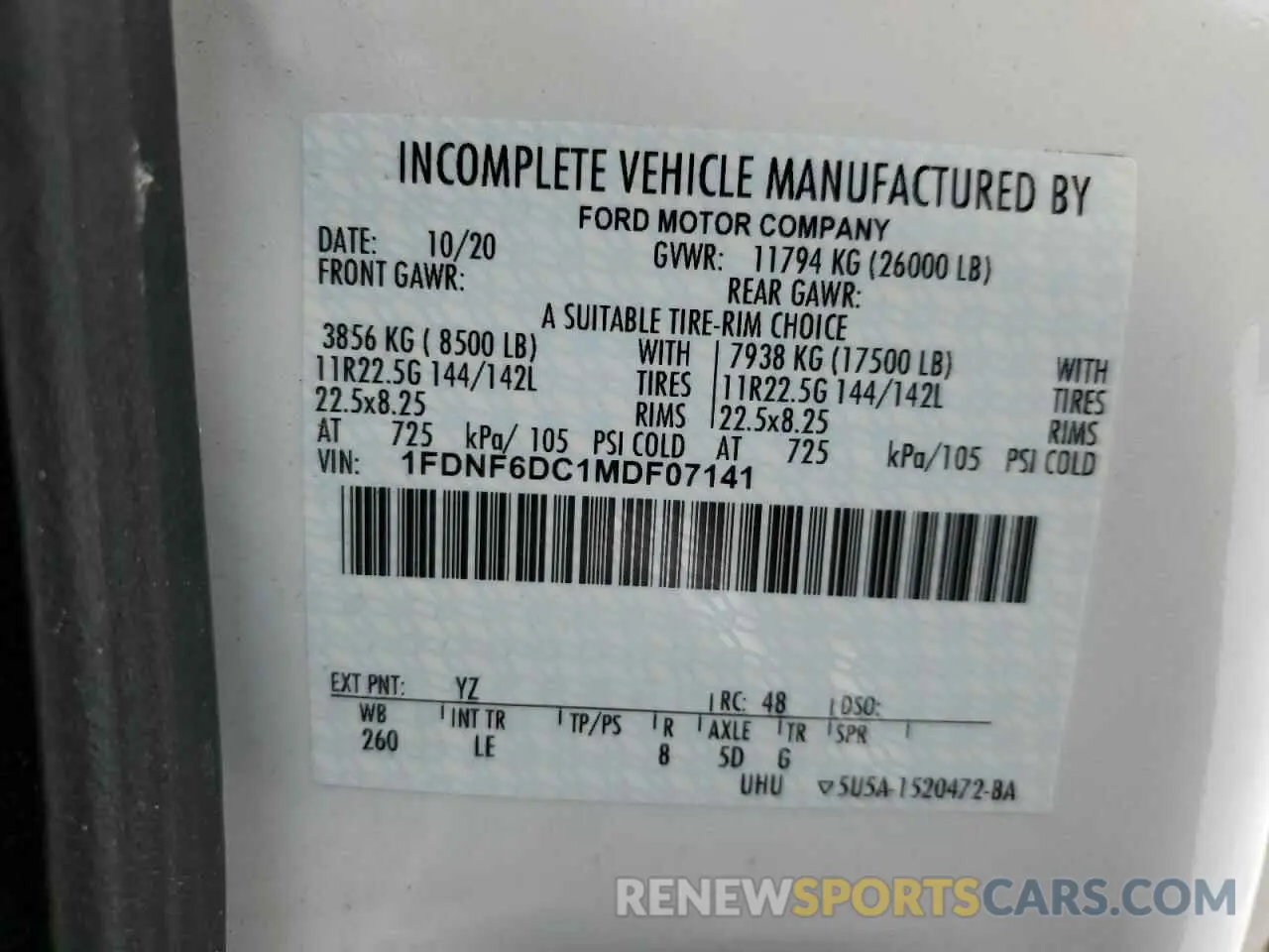 12 Фотография поврежденного автомобиля 1FDNF6DC1MDF07141 FORD F650 2021