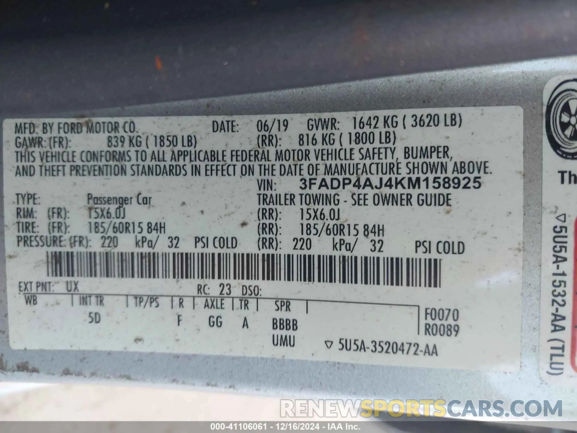 9 Photograph of a damaged car 3FADP4AJ4KM158925 FORD FIESTA 2019