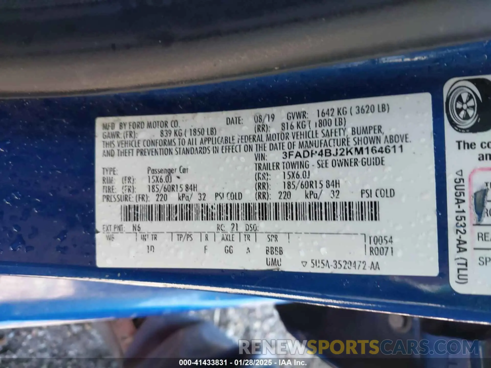 9 Photograph of a damaged car 3FADP4BJ2KM164611 FORD FIESTA 2019
