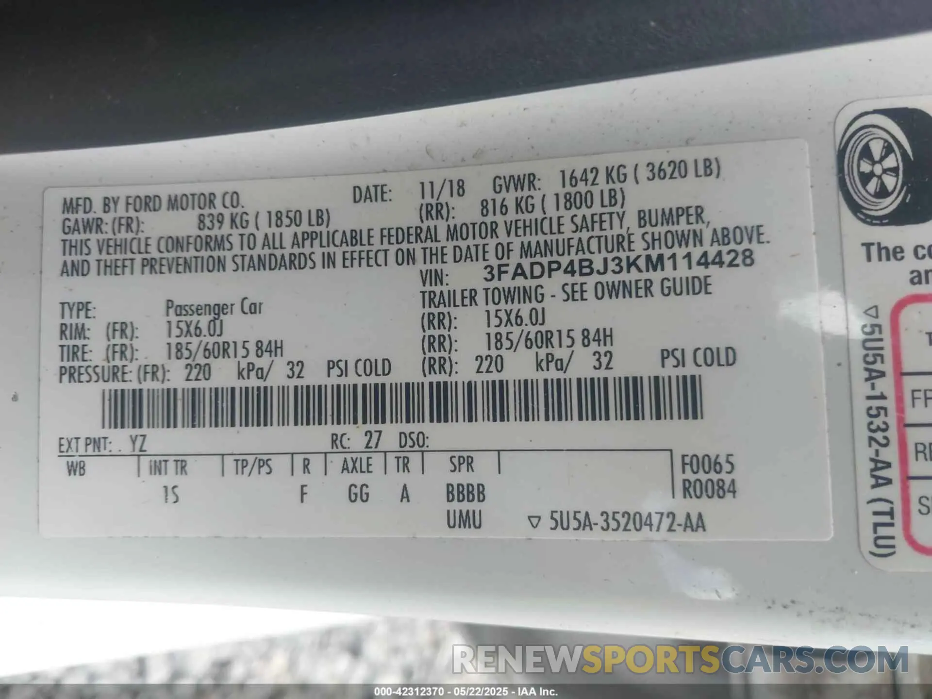 9 Photograph of a damaged car 3FADP4BJ3KM114428 FORD FIESTA 2019