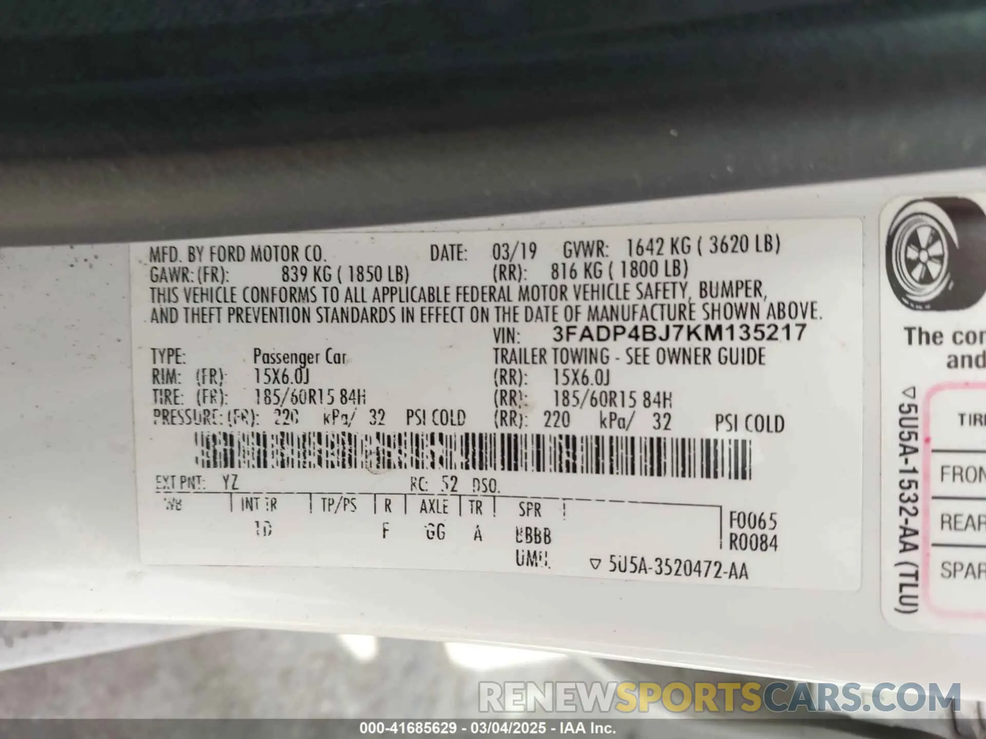 9 Photograph of a damaged car 3FADP4BJ7KM135217 FORD FIESTA 2019