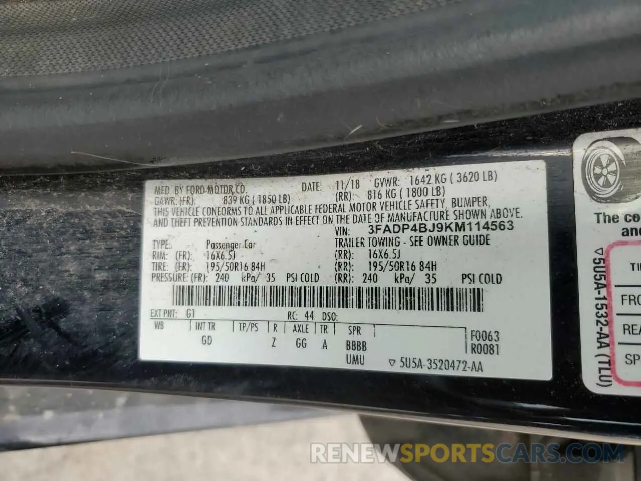 13 Photograph of a damaged car 3FADP4BJ9KM114563 FORD FIESTA 2019