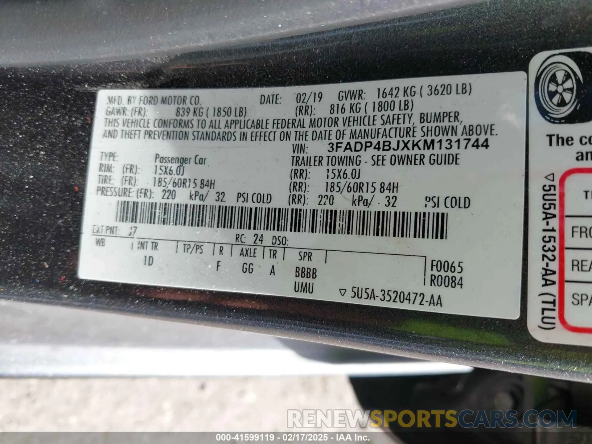 9 Фотография поврежденного автомобиля 3FADP4BJXKM131744 FORD FIESTA 2019