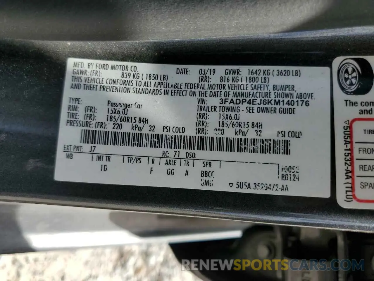 15 Photograph of a damaged car 3FADP4EJ6KM140176 FORD FIESTA 2019