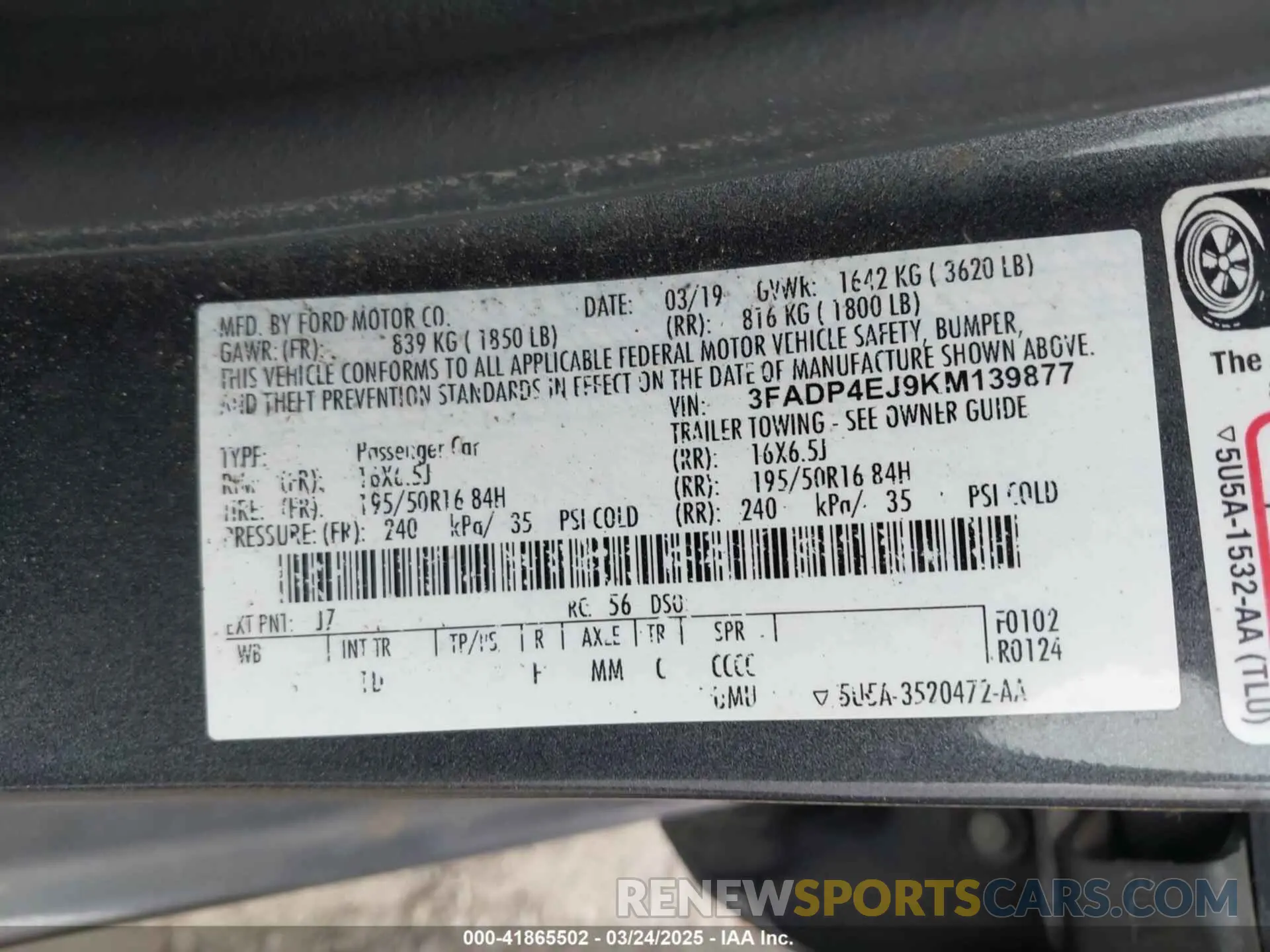 9 Photograph of a damaged car 3FADP4EJ9KM139877 FORD FIESTA 2019