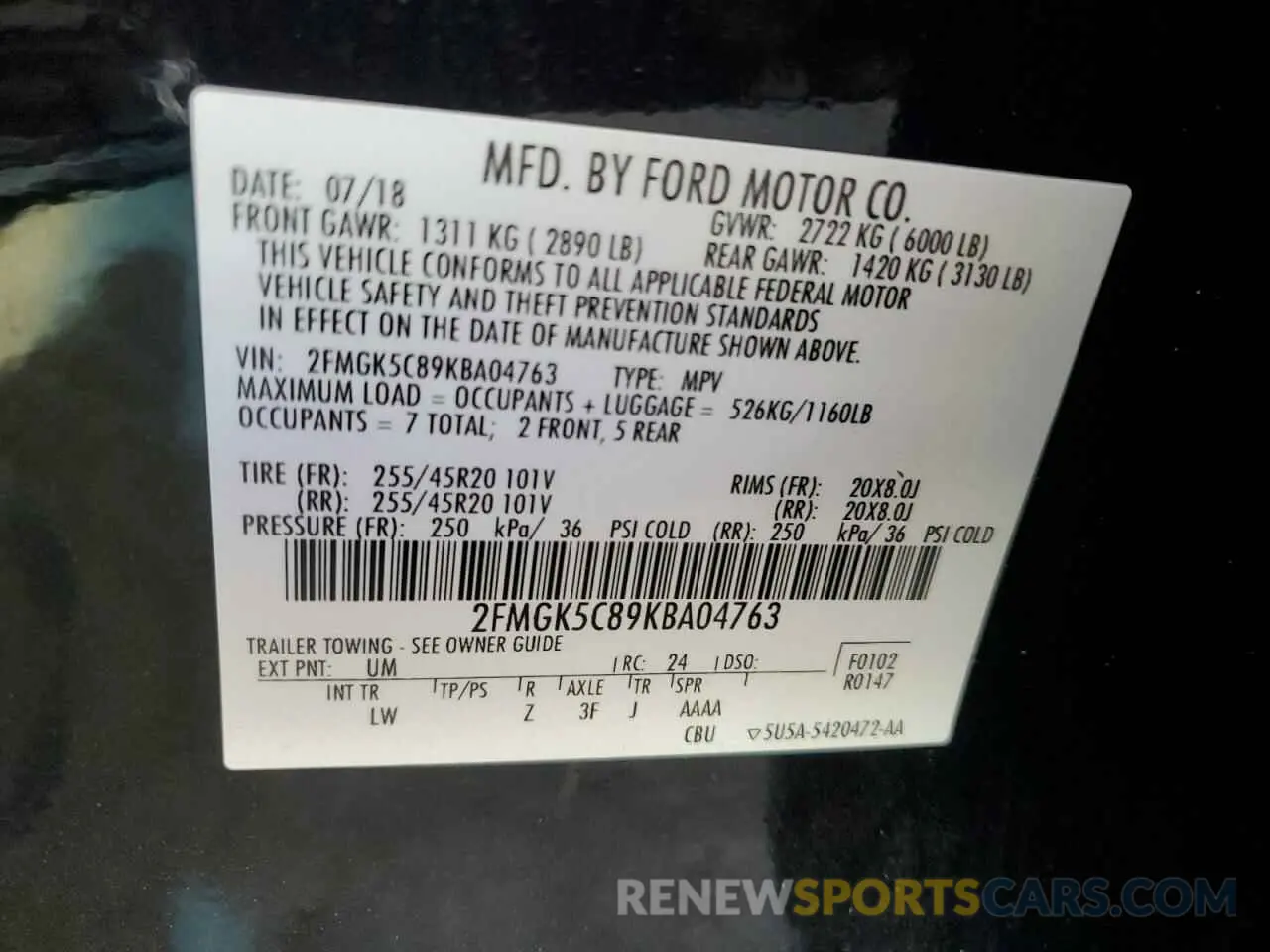 12 Фотография поврежденного автомобиля 2FMGK5C89KBA04763 FORD FLEX 2019