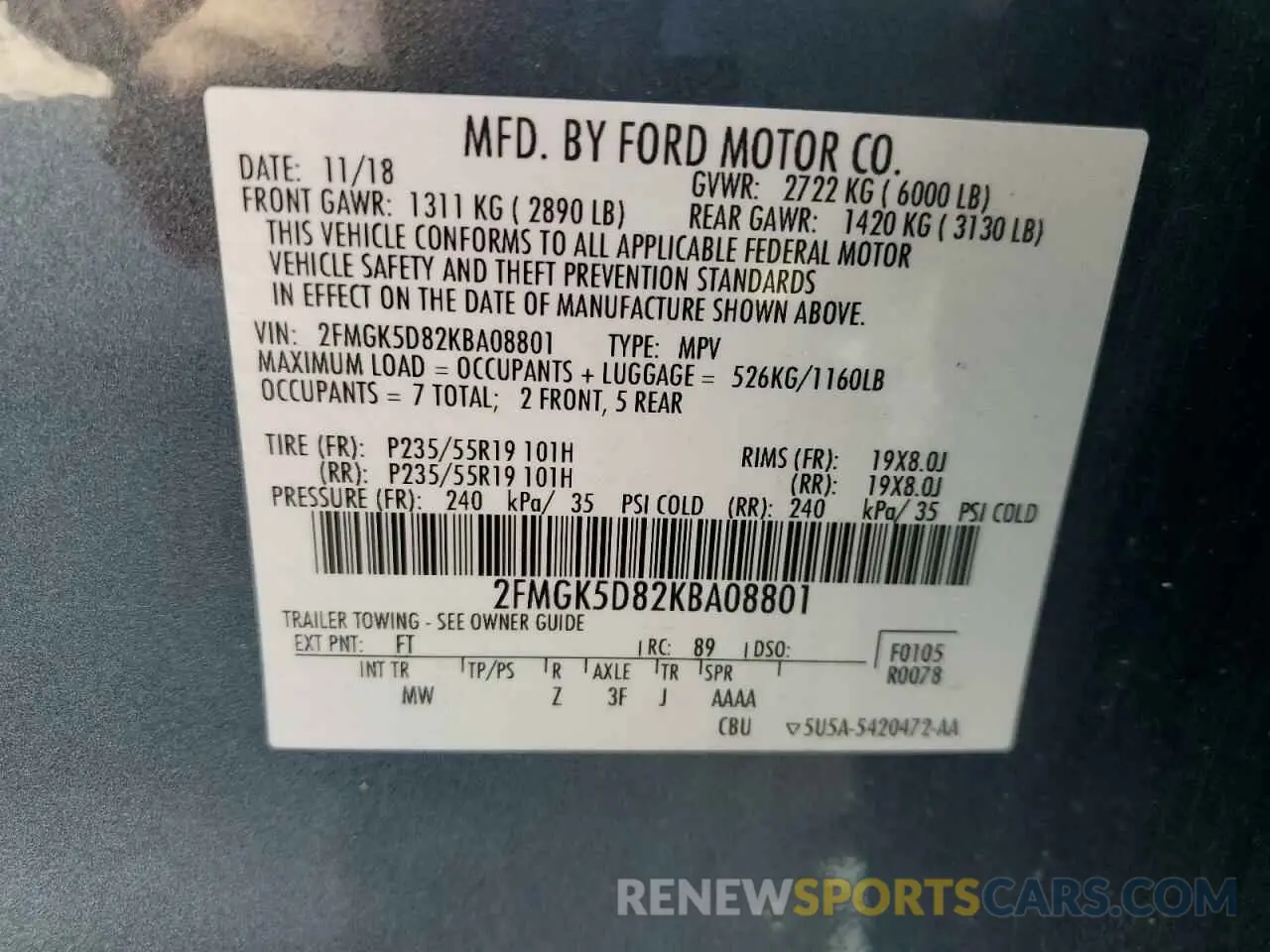 15 Фотография поврежденного автомобиля 2FMGK5D82KBA08801 FORD FLEX 2019
